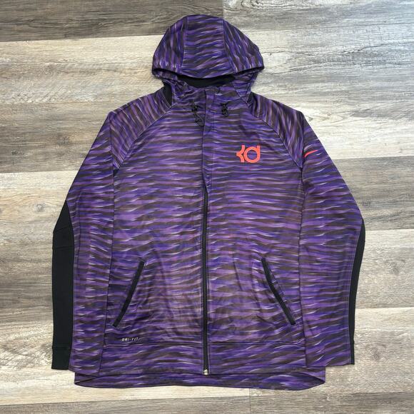 Nike KD Hyper Elite Purple Black Mens L Dri Fit Abstract Basketball Hoodie - Picture 1 of 10